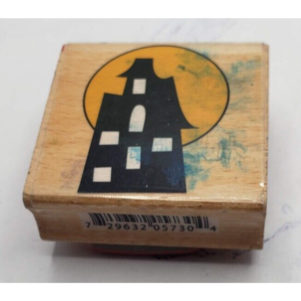 Studio G Kate & Co Halloween Haunted House Wood Mounted Rubber Stamp